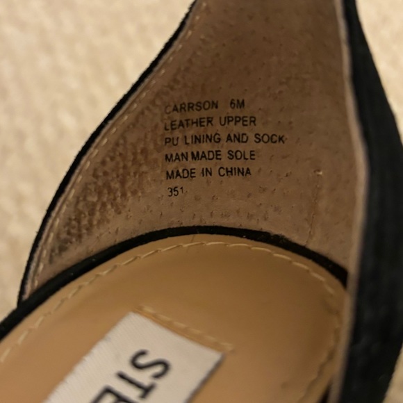 STEVE MADDEN Carrson Black Suede Block Heel with Ankle Strap - Picture 11 of 12